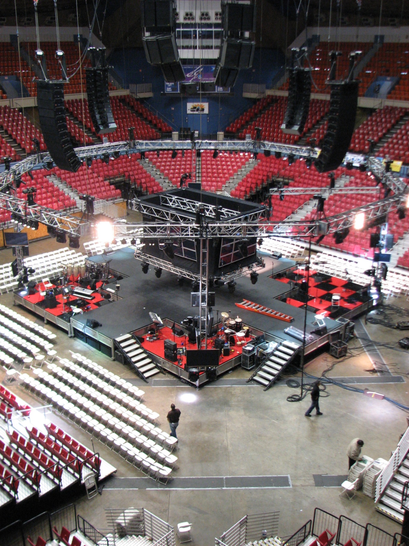 Full arena stage and truss installation