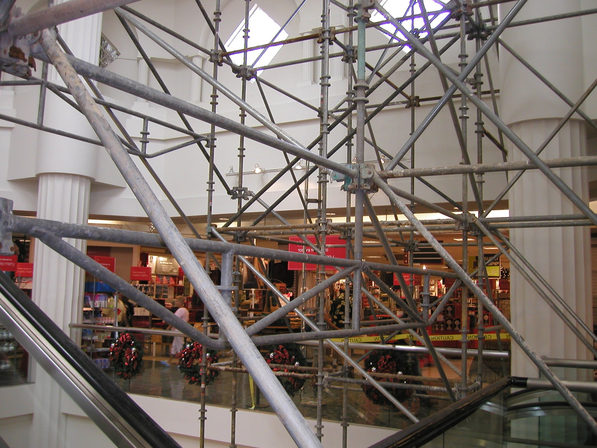Close-up of interior scaffold installation